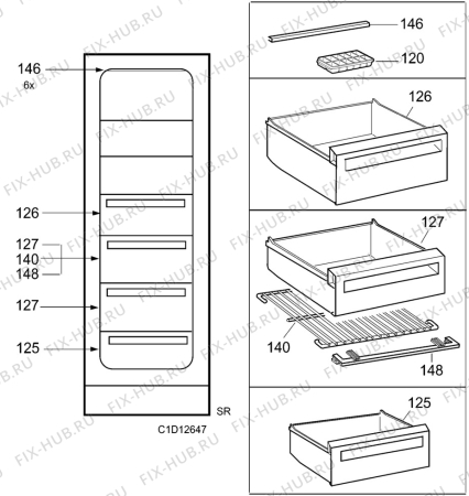 Взрыв-схема холодильника Electrolux EU8293C - Схема узла C10 Interior